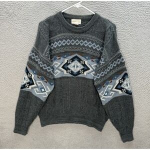 Vintage Chapel‎ Hill Sweater Adult Large Multicolor Fair Isle Knit Crewneck 90s